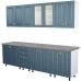 Bucatarie Zebra 260 cm din MDF Albastru cu blat termoizolant gri